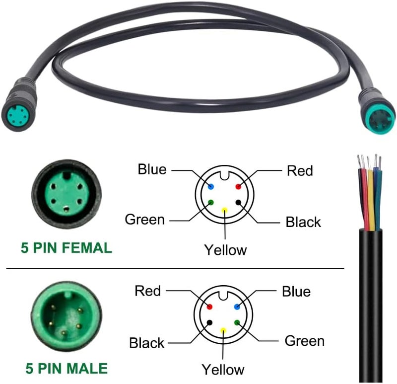 Wexplore Ebike extension cable for electric bike gear sensor, waterproof connector 2pin/3pin/5pin for extension of electric bike lights and screens - Image 4